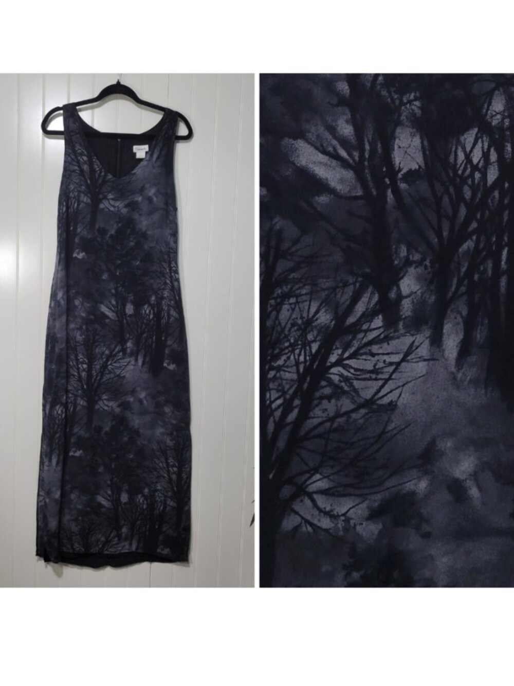 VTG 90s Tessuto Black Forest Whimsigoth Craft Practical Magic Witchy Maxi Dress